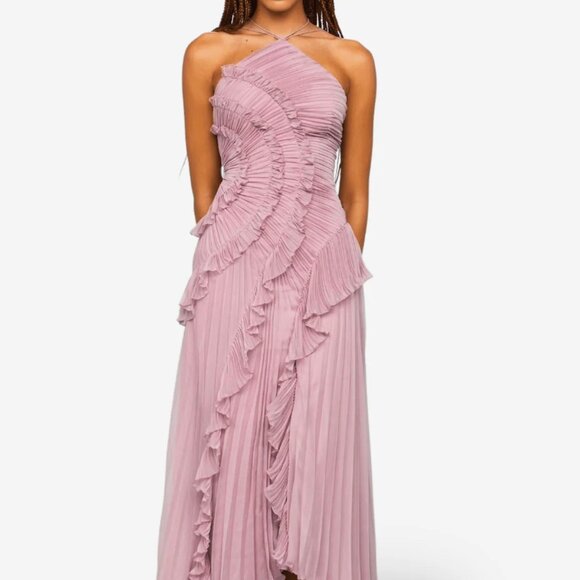 Lora Toronto Marina Pleated Maxi Dress Size M Pink - Picture 1 of 5